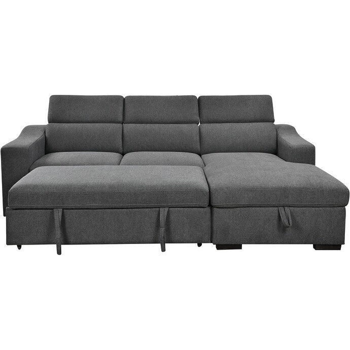 Roomfitters 103 Canapé sectionnel convertible avec méridienne de rangement, appuie-têtes réglables, canapé d'angle en L avec fonction couchage, gris foncé