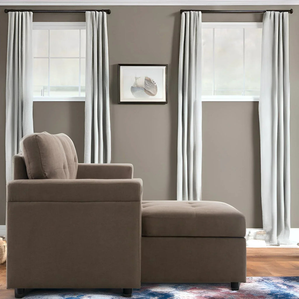 Canapé d'angle réversible convertible avec lit gigogne, méridienne de rangement et pieds durables