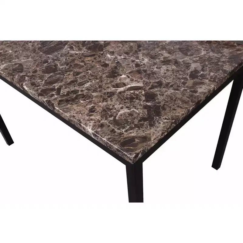 Tavolo da pranzo in metallo Roundhill Furniture Noyes con piano laminato effetto marmo