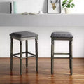 Roundhill Furniture Arnhem Gray Upholstered Bar Stools, Set of 2