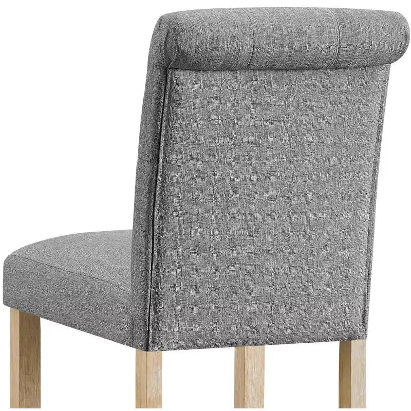 Roundhill Furniture Siena Sgabelli in Legno Massello con Schienale Trapuntato a Bottone, Altezza Bancone, Grigio, Set da 2