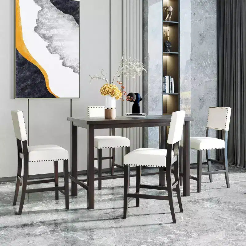 Set da pranzo Whisen 5 pezzi altezza bancone con tavolo elegante classico e 4 sedie