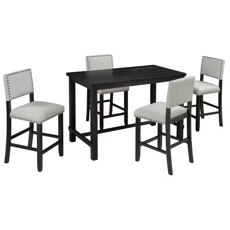Set da pranzo Whisen 5 pezzi altezza bancone con tavolo elegante classico e 4 sedie
