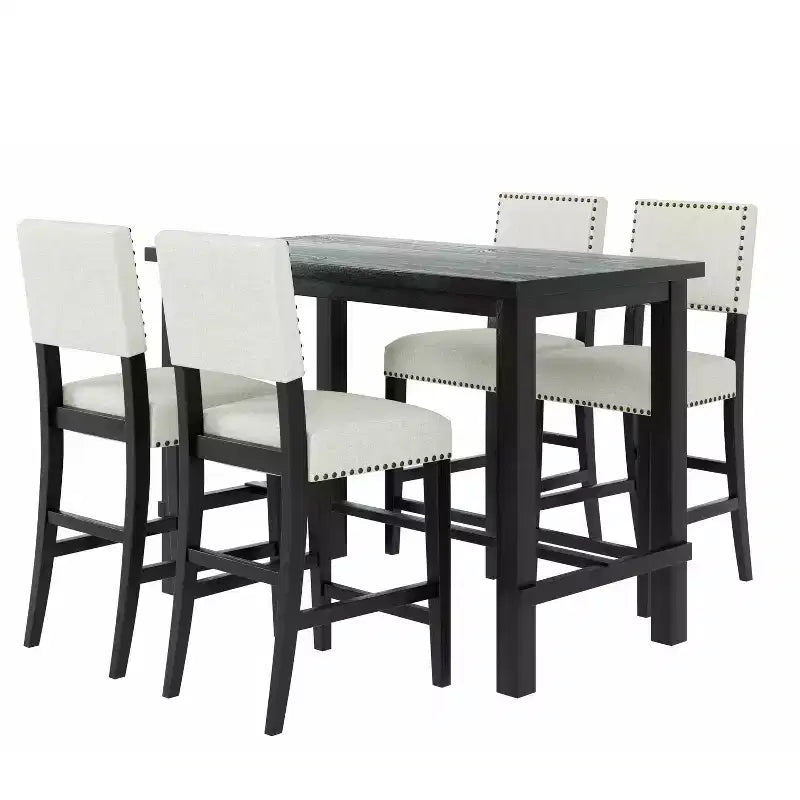 Set da pranzo Whisen 5 pezzi altezza bancone con tavolo elegante classico e 4 sedie