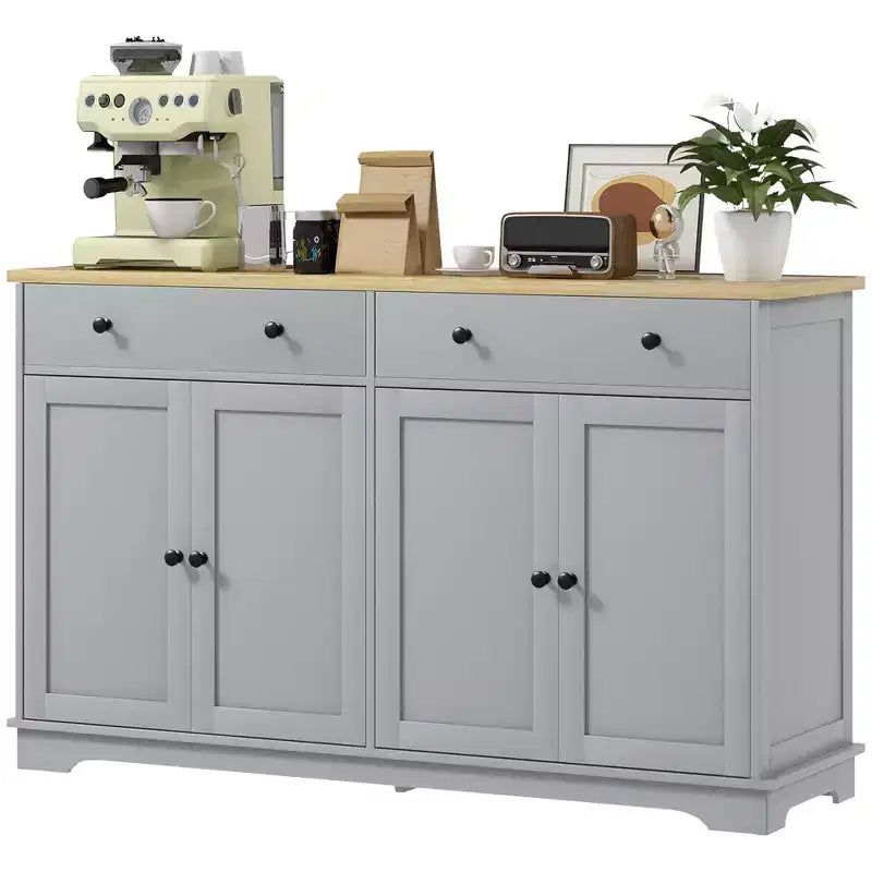Credenza Buffet con Mobile Contenitore – 4 Ante, 2 Cassetti e Ripiani Regolabili