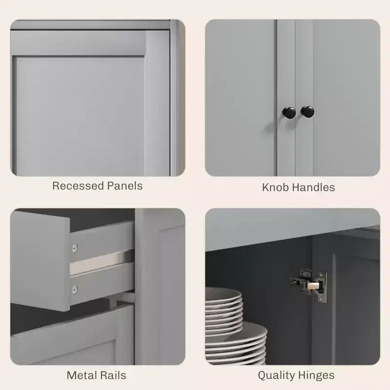 Credenza Buffet con Mobile Contenitore – 4 Ante, 2 Cassetti e Ripiani Regolabili