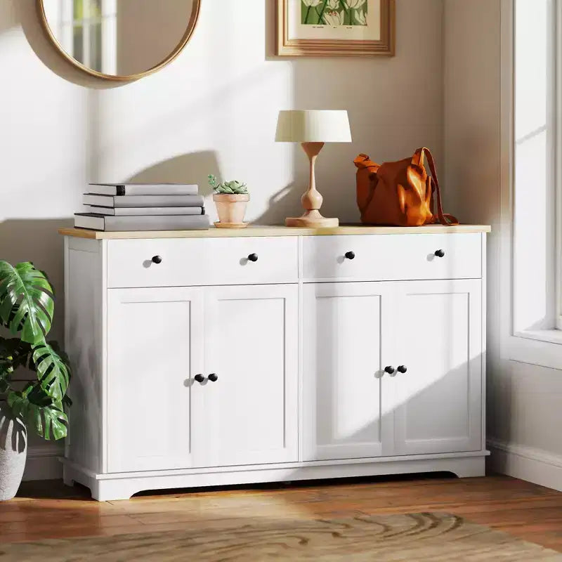 Credenza Buffet con Mobile Contenitore – 4 Ante, 2 Cassetti e Ripiani Regolabili
