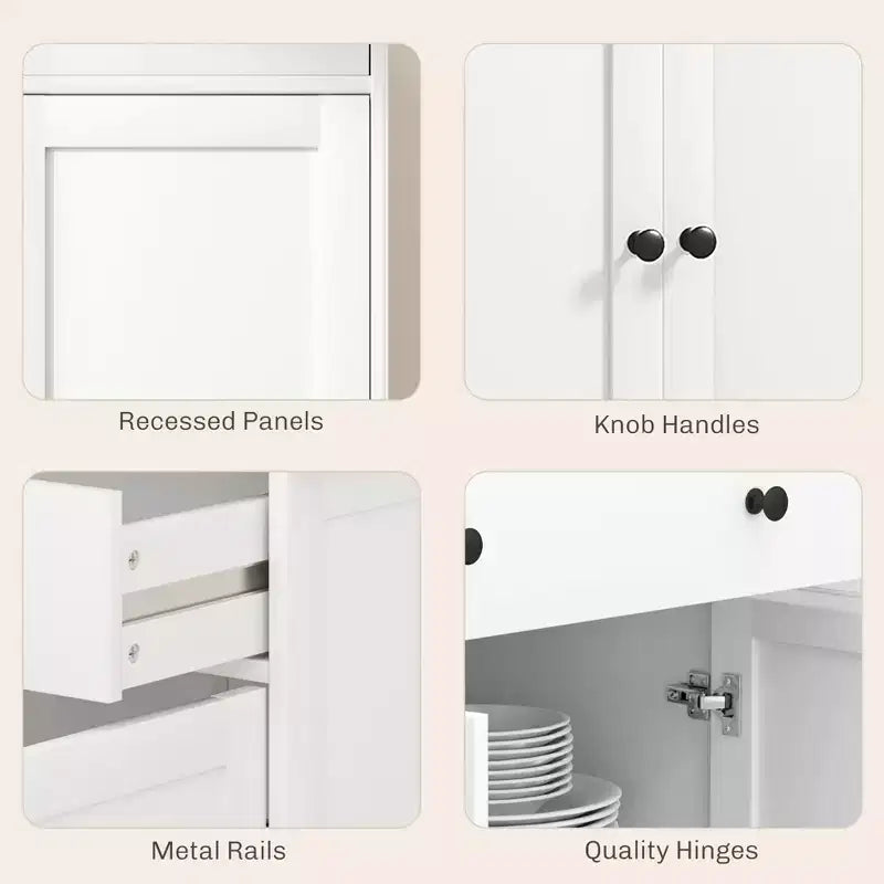 Credenza Buffet con Mobile Contenitore – 4 Ante, 2 Cassetti e Ripiani Regolabili