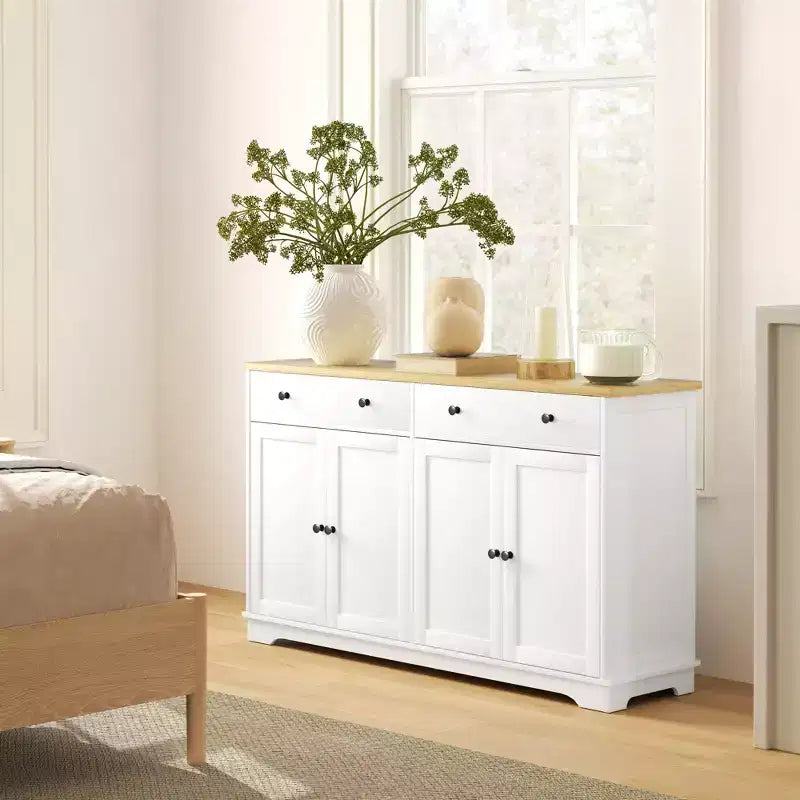 Credenza Buffet con Mobile Contenitore – 4 Ante, 2 Cassetti e Ripiani Regolabili