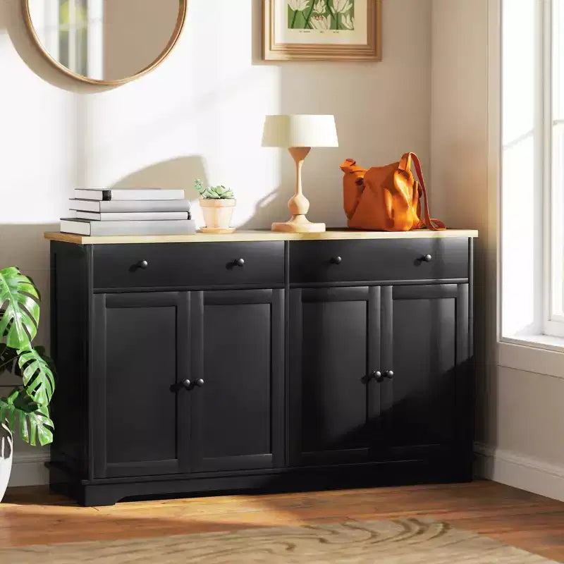 Credenza Buffet con Mobile Contenitore – 4 Ante, 2 Cassetti e Ripiani Regolabili