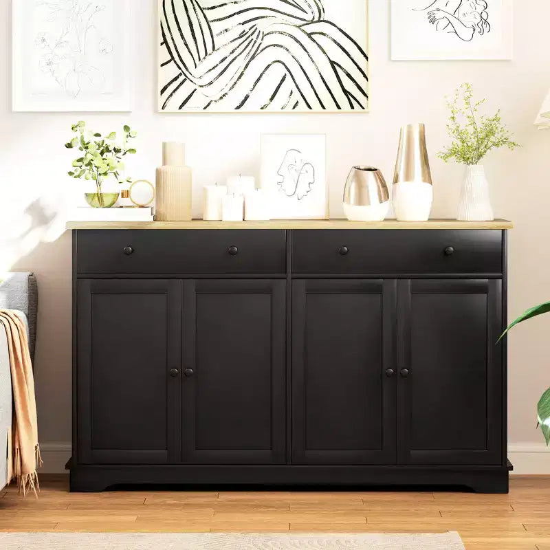 Credenza Buffet con Mobile Contenitore – 4 Ante, 2 Cassetti e Ripiani Regolabili