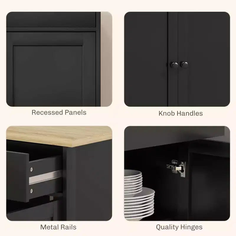 Credenza Buffet con Mobile Contenitore – 4 Ante, 2 Cassetti e Ripiani Regolabili