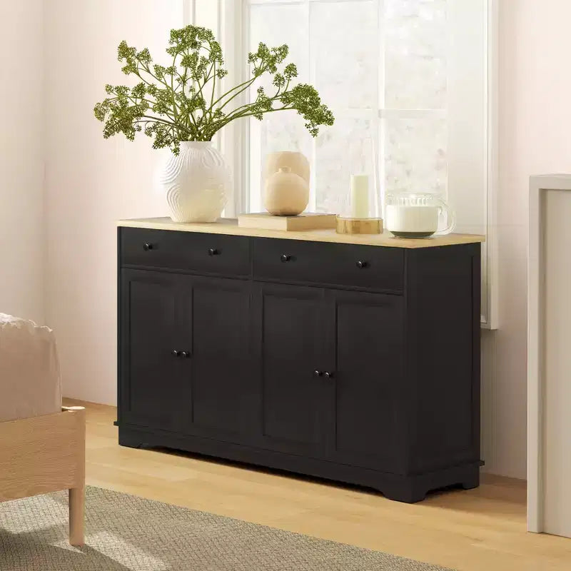 Credenza Buffet con Mobile Contenitore – 4 Ante, 2 Cassetti e Ripiani Regolabili