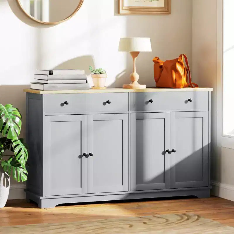 Credenza Buffet con Mobile Contenitore – 4 Ante, 2 Cassetti e Ripiani Regolabili