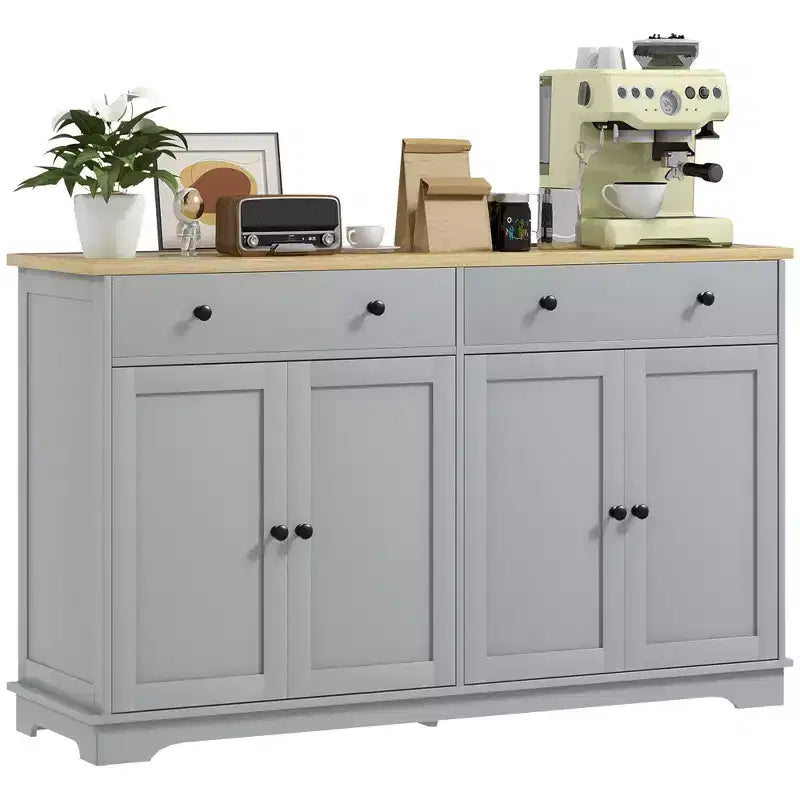 Credenza Buffet con Mobile Contenitore – 4 Ante, 2 Cassetti e Ripiani Regolabili