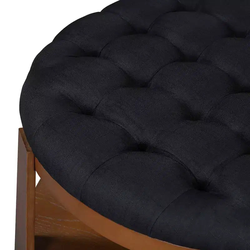 Tavolino da Salotto Imbottito 36W Tavolino Cocktail Tavolino da Centro Pouf Poggiapiedi a 2 Livelli con Ripiano Portaoggetti e Ruote, Trapuntato e Impermeabile - ModernLu