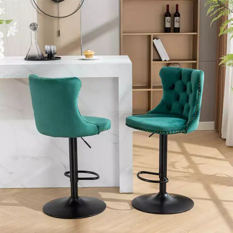 Set di 2 moderni sgabelli da bar, sedie da bar girevoli a 360° imbottite, sgabello regolabile in altezza da 25-33 pollici con base da 17,7 pollici per isola cucina e bar di casa