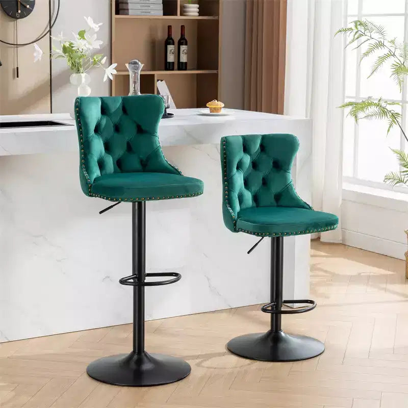 Set di 2 moderni sgabelli da bar, sedie da bar girevoli a 360° imbottite, sgabello regolabile in altezza da 25-33 pollici con base da 17,7 pollici per isola cucina e bar di casa