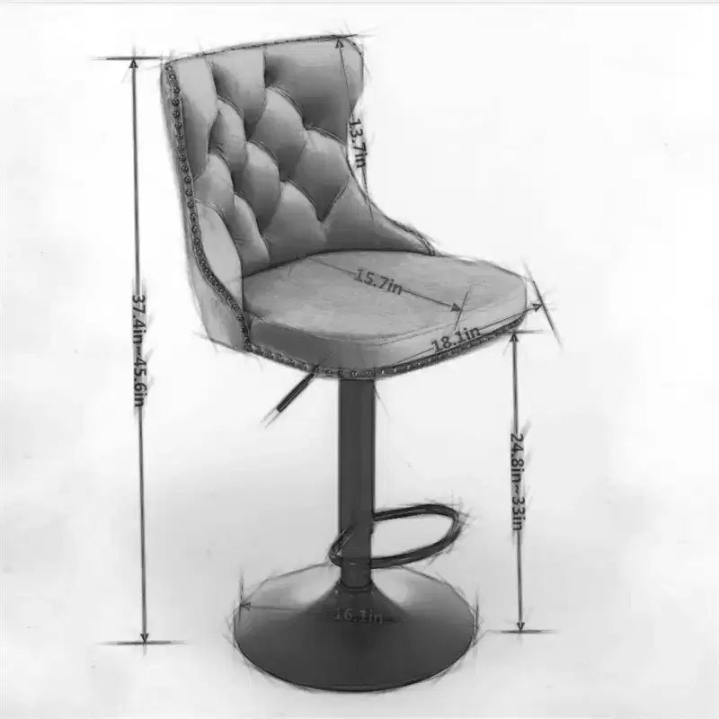 Set di 2 moderni sgabelli da bar, sedie da bar girevoli a 360° imbottite, sgabello regolabile in altezza da 25-33 pollici con base da 17,7 pollici per isola cucina e bar di casa