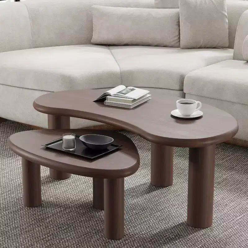 Set di tavolini da caffè e divano in legno massello di anacardo PexFix