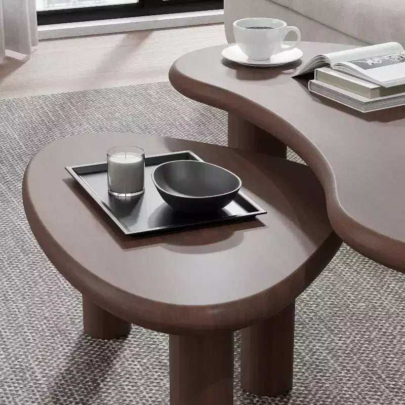 Set di tavolini da caffè e divano in legno massello di anacardo PexFix