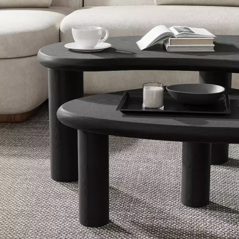 Set di tavolini da caffè e divano in legno massello di anacardo PexFix