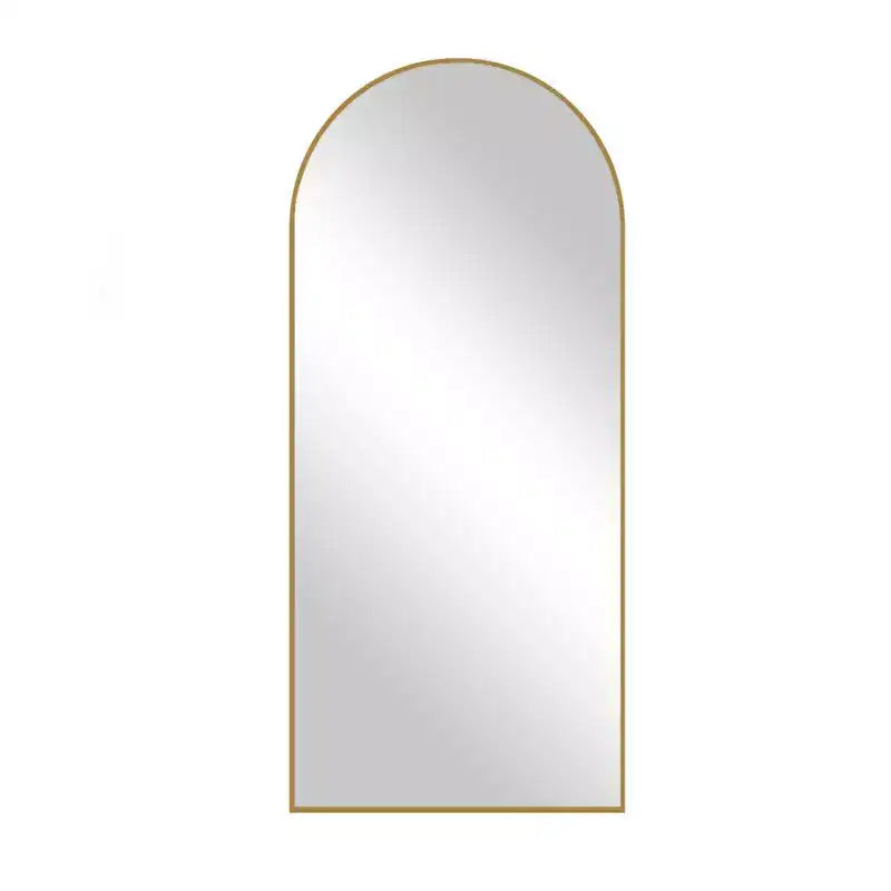 PexFix 31 pollici L x 71 pollici H Specchio intero a forma di arco, da pavimento, con cornice in metallo, grande specchio da terra, color oro