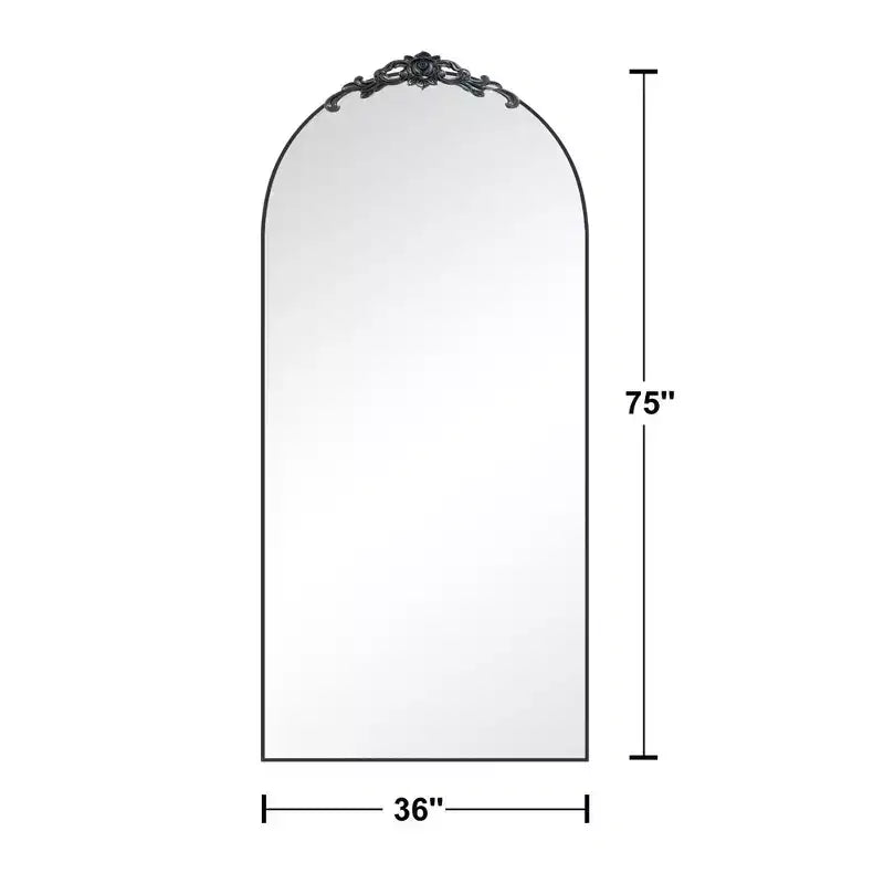 PexFix 31 pollici L x 71 pollici H Specchio intero a forma di arco, da pavimento, con cornice in metallo, grande specchio da terra, color oro