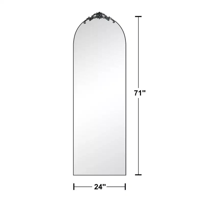 PexFix 31 pollici L x 71 pollici H Specchio intero a forma di arco, da pavimento, con cornice in metallo, grande specchio da terra, color oro