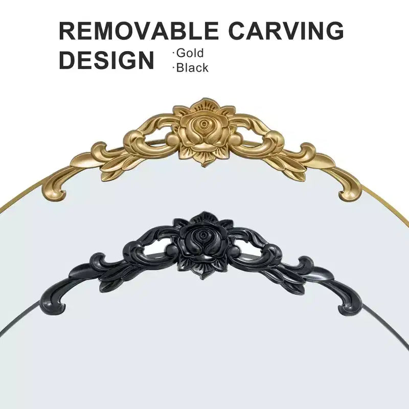 PexFix 31 pollici L x 71 pollici H Specchio intero a forma di arco, da pavimento, con cornice in metallo, grande specchio da terra, color oro