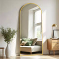 PexFix 31 pollici L x 71 pollici H Specchio intero a forma di arco, da pavimento, con cornice in metallo, grande specchio da terra, color oro