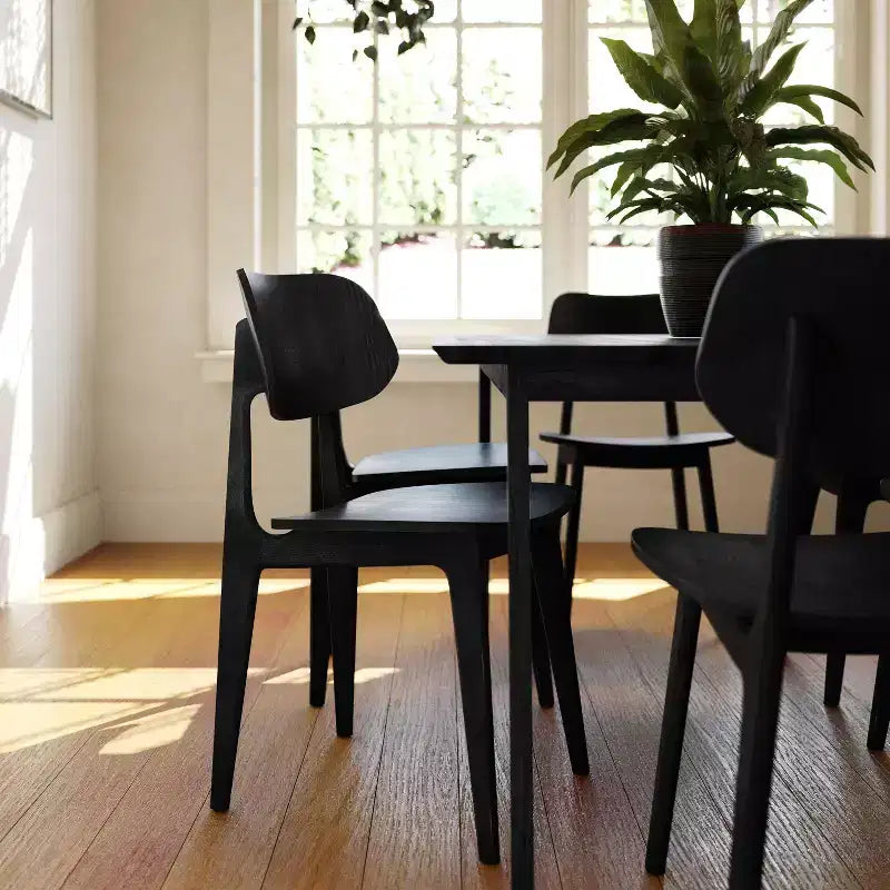 Emma and Oliver Set of 2 Solid Wood Dining Chairs with Curved Oval Backrests