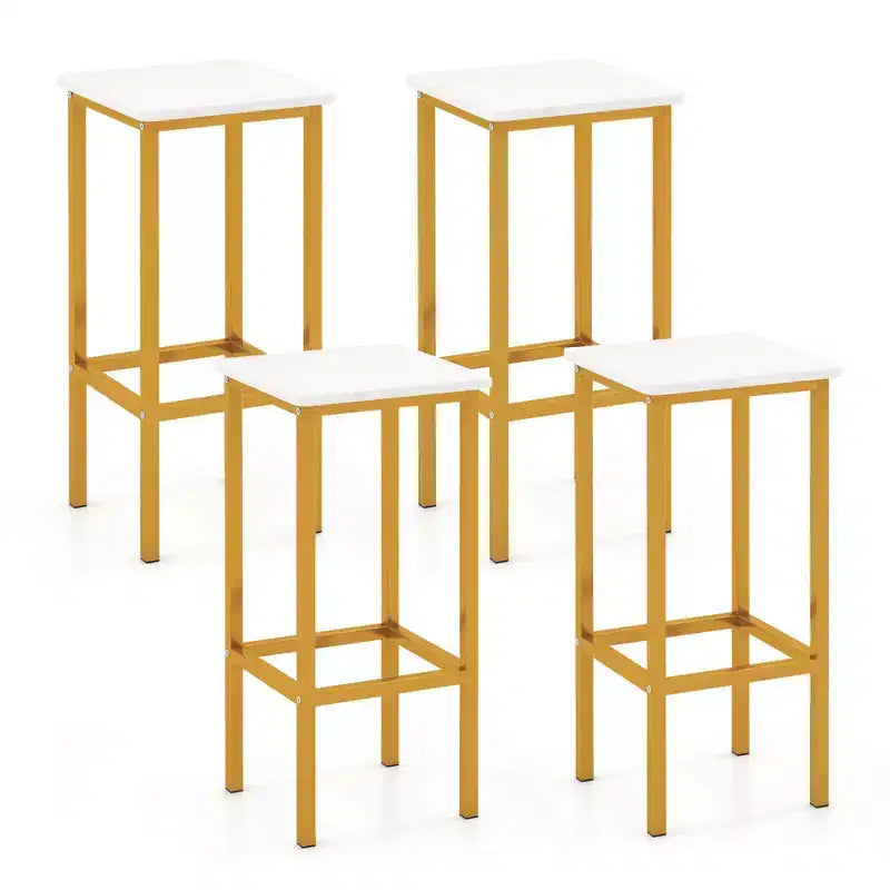 Costway 4 PCS 26Bar Stool Set with Metal Frame Footrest Backless Counter Height Stool Brown