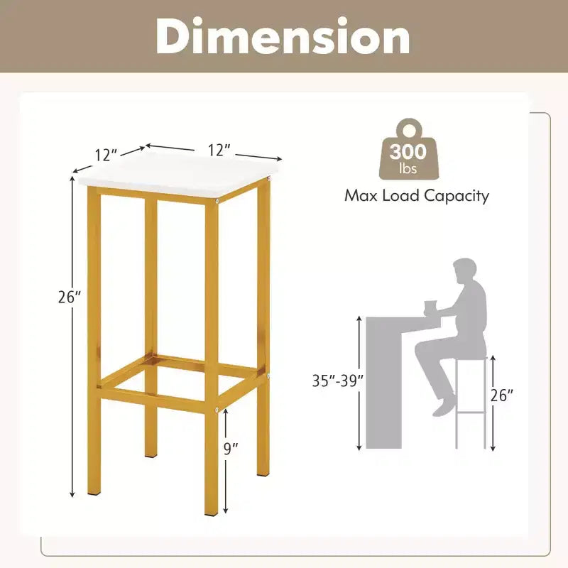 Costway Set 4 Sgabelli da Bar 26" con Telaio in Metallo Poggiapiedi e Senza Schienale Marrone