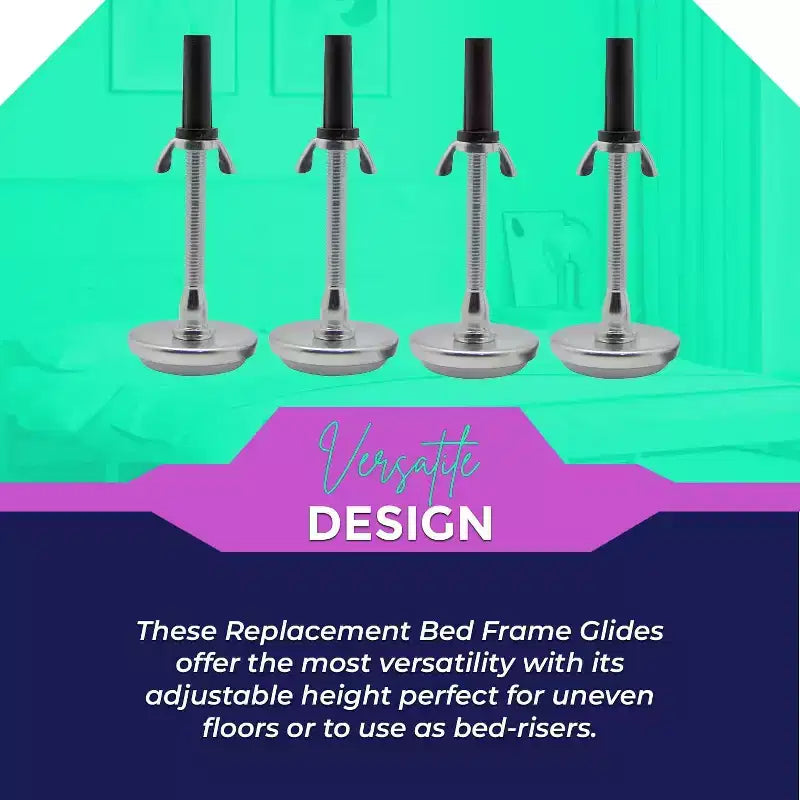 Kings Brand Furniture Gambe regolabili per telaio del letto con filettatura, gambe in metallo per telaio del letto per sostituire le ruote, piedini durevoli per telaio del letto