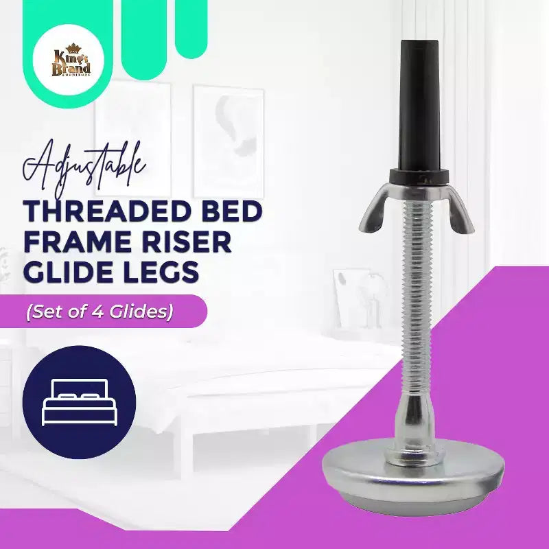 Kings Brand Furniture Gambe regolabili per telaio del letto con filettatura, gambe in metallo per telaio del letto per sostituire le ruote, piedini durevoli per telaio del letto