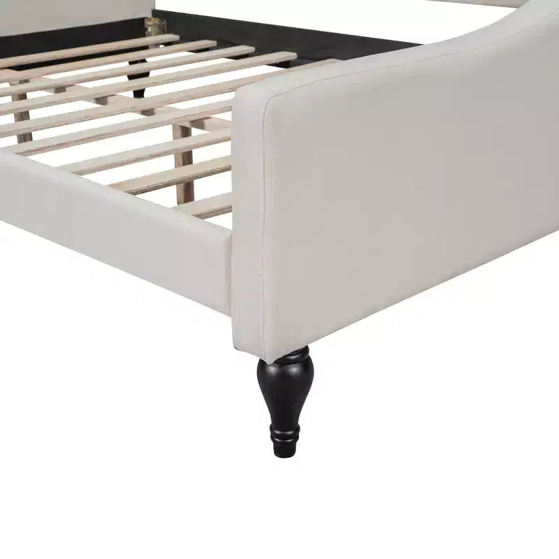 Divano letto imbottito a grandezza naturale, divano letto a giorno capitonné con/senza cassetti/letto estraibile singolo, Beige -ModernLuxe