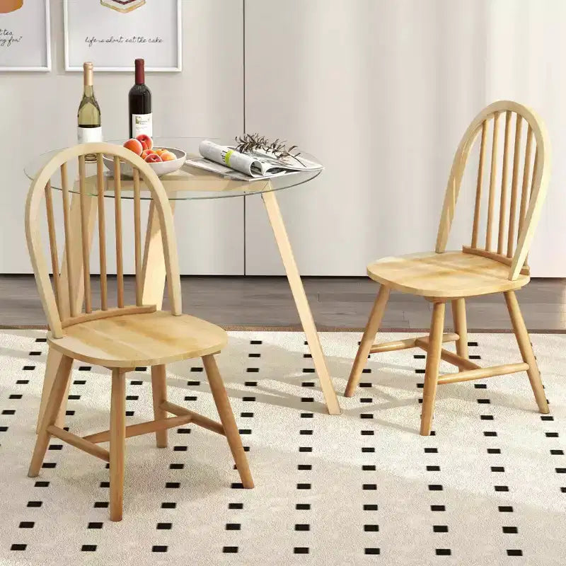 Costway Set da Pranzo 3 Pezzi per 2 Persone Tavolo Rotondo con 2 Sedie Struttura in Legno Massello di Gomma Moderno Nero/Beige