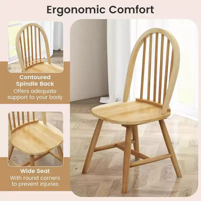 Costway Set da Pranzo 3 Pezzi per 2 Persone Tavolo Rotondo con 2 Sedie Struttura in Legno Massello di Gomma Moderno Nero/Beige