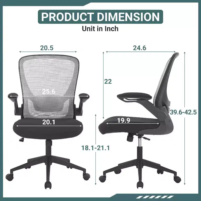 BestMassage Sedia da ufficio Sedia da computer con schienale in rete, altezza regolabile, funzione girevole e braccioli ribaltabili