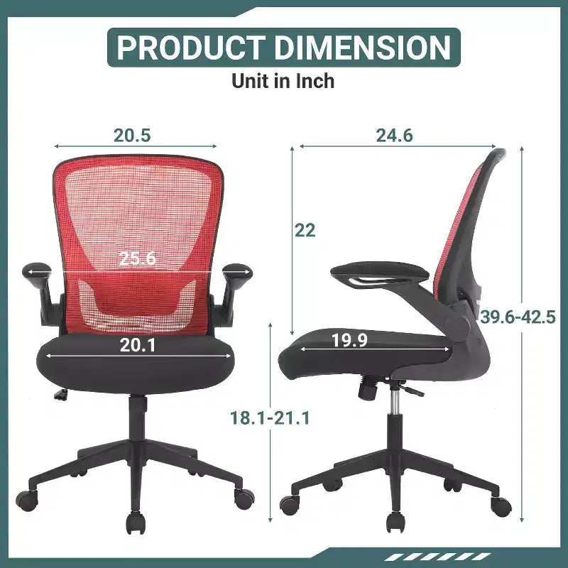 BestMassage Sedia da ufficio Sedia da computer con schienale in rete, altezza regolabile, funzione girevole e braccioli ribaltabili