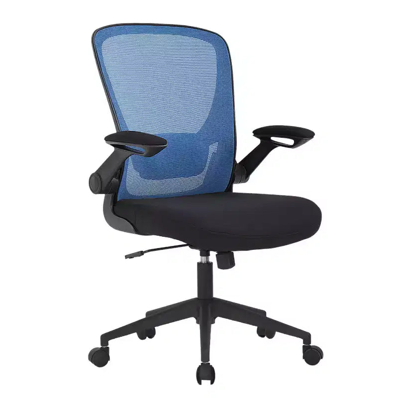 BestMassage Sedia da ufficio Sedia da computer con schienale in rete, altezza regolabile, funzione girevole e braccioli ribaltabili