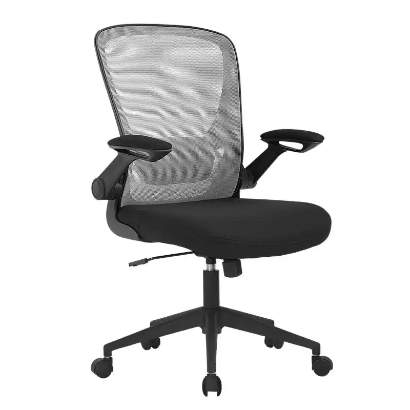 BestMassage Sedia da ufficio Sedia da computer con schienale in rete, altezza regolabile, funzione girevole e braccioli ribaltabili