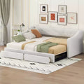 Whisen Extendable Twin XL Size to King Size Upholstered Daybed, Sofa Bed with Two Drawers