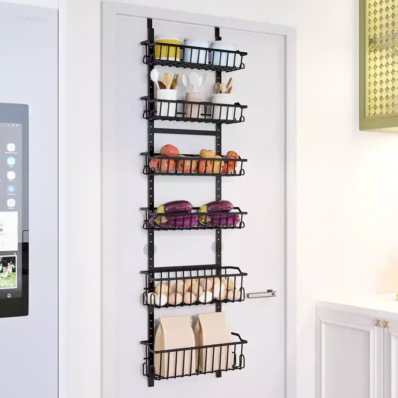 Over The Door Pantry Organizer Hanging Door Organizer With Adjustable Detachable Basket Suction Cups 6/8-Tier Behind DoorStorage For Bathroom Kitchen