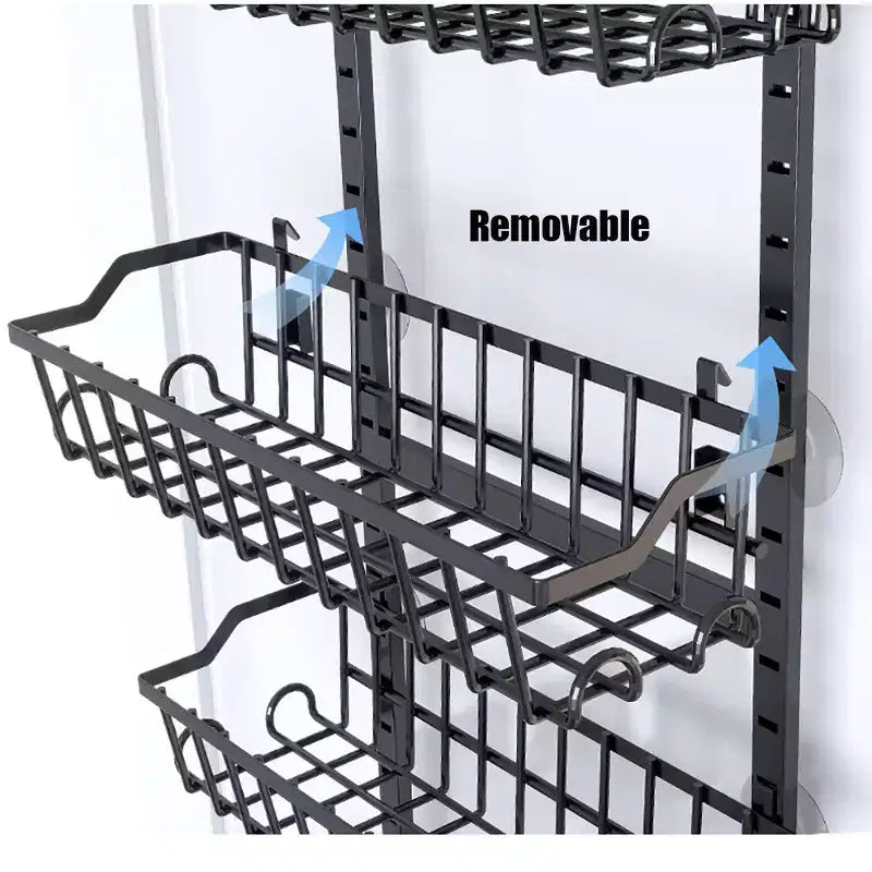 Organizzatore salvaspazio da appendere alla porta della dispensa, con cestelli regolabili e rimovibili, ventose, 6/8 ripiani, da appendere dietro la porta per bagno e cucina