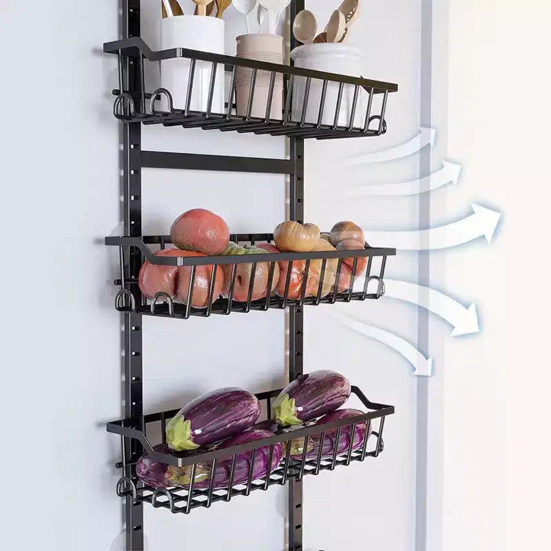 Organizzatore salvaspazio da appendere alla porta della dispensa, con cestelli regolabili e rimovibili, ventose, 6/8 ripiani, da appendere dietro la porta per bagno e cucina