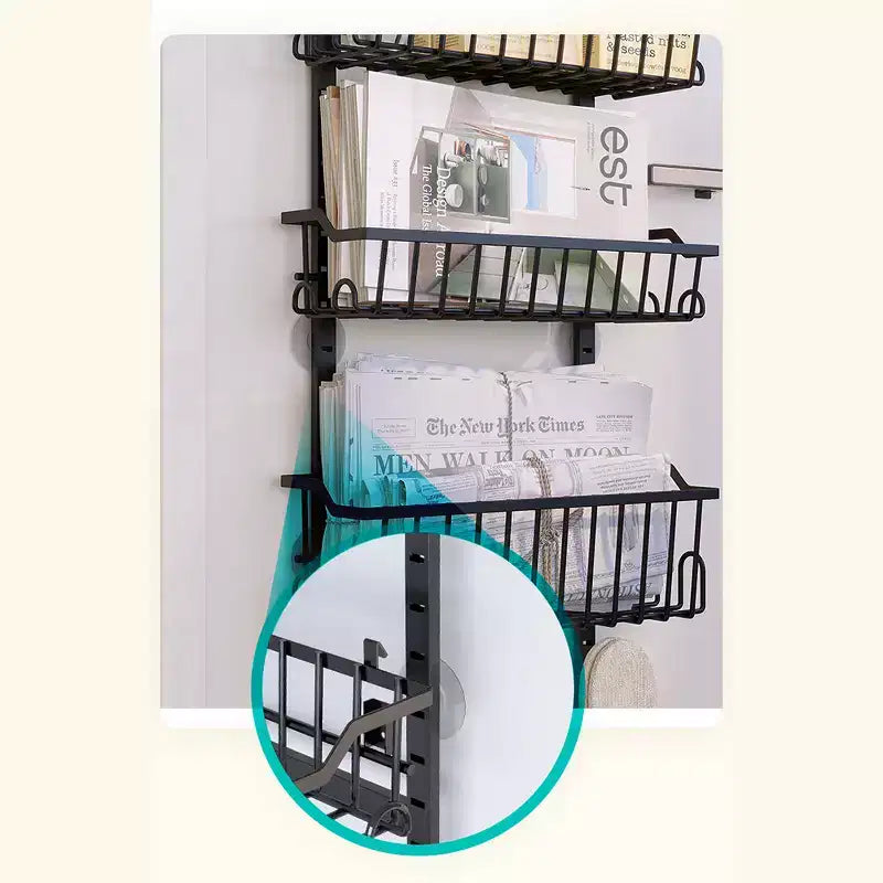 Organizzatore salvaspazio da appendere alla porta della dispensa, con cestelli regolabili e rimovibili, ventose, 6/8 ripiani, da appendere dietro la porta per bagno e cucina
