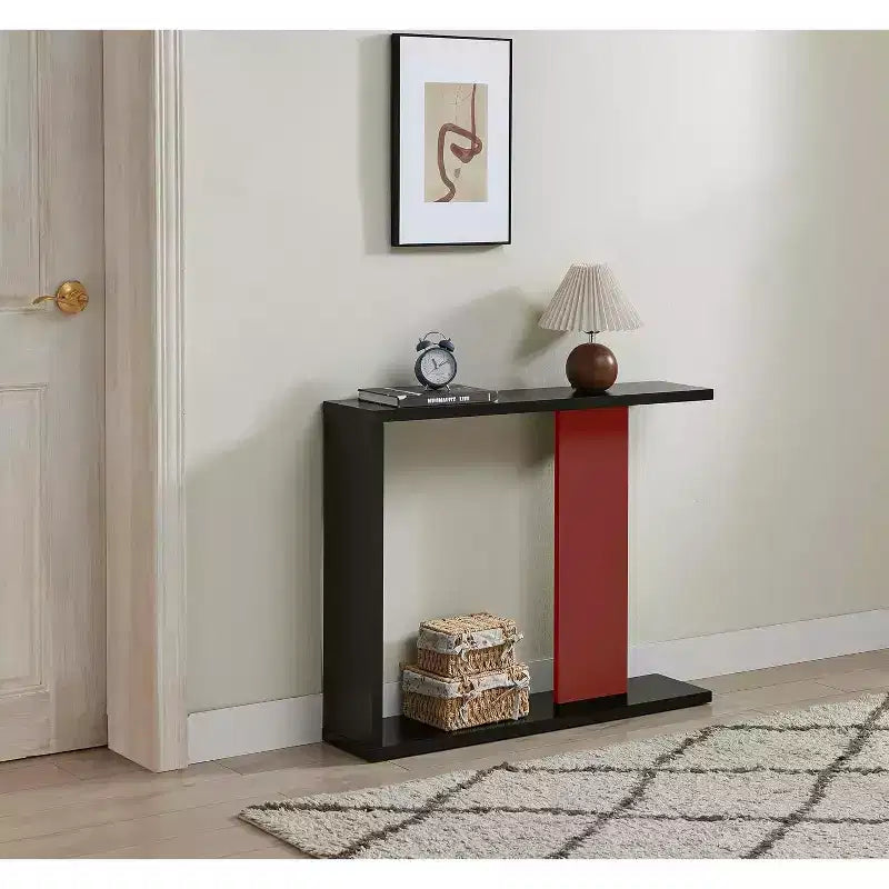 Kings Brand Furniture Collezione Tavoli Hayward, Tavolini laterali o da consolle moderni con ripiano portaoggetti per soggiorno, ingresso, corridoio