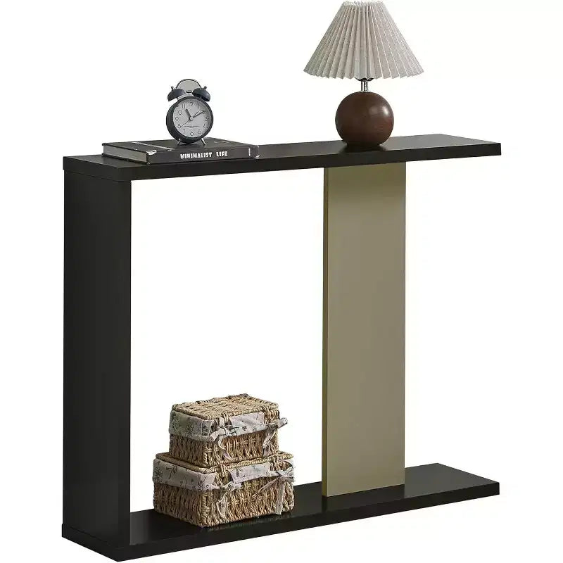 Kings Brand Furniture Collezione Tavoli Hayward, Tavolini laterali o da consolle moderni con ripiano portaoggetti per soggiorno, ingresso, corridoio